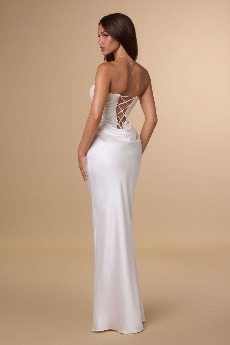Amoris T744W Sequin Bridal Dress