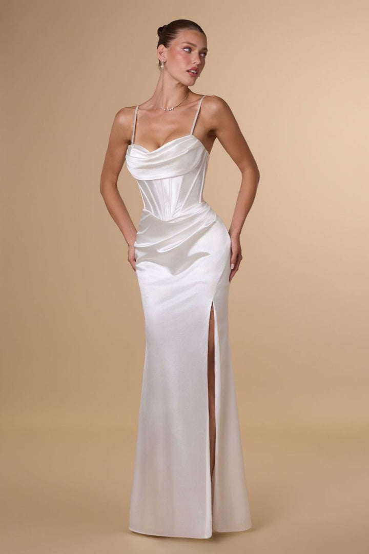 Amoris T815W Cowl Neckline Sleeveless Corset Dress