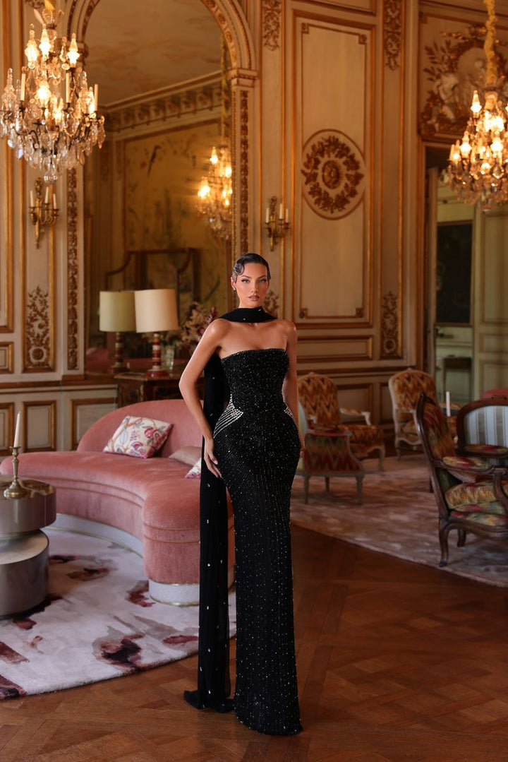 Chic & Holland HF110651 Strapless Beaded Couture Dress