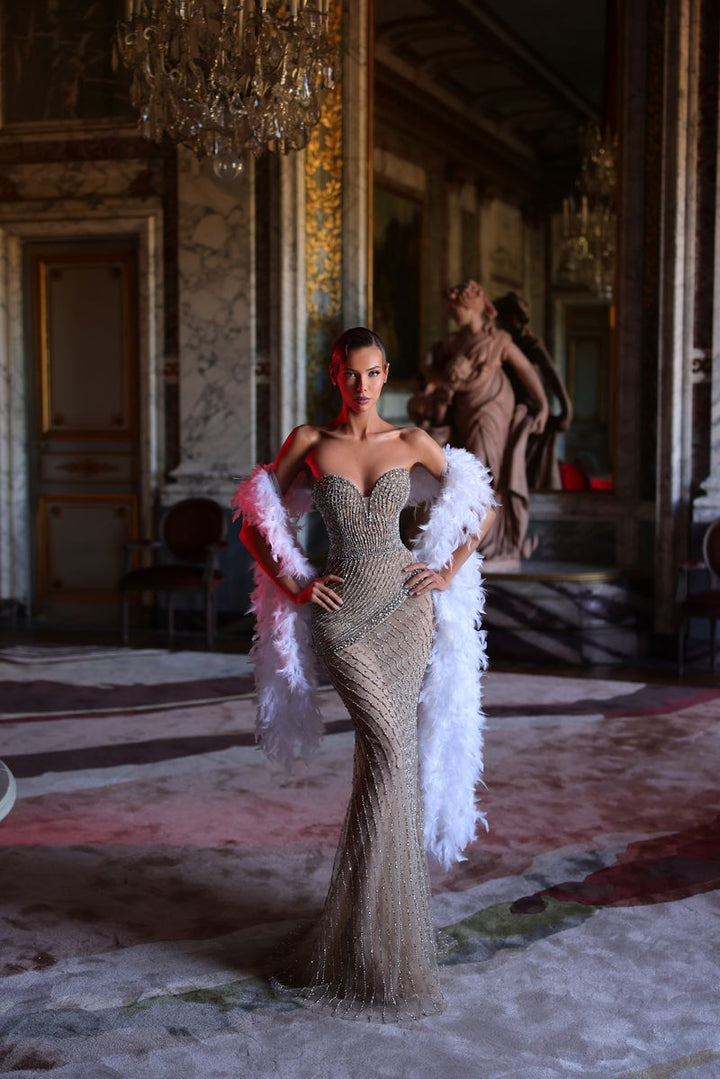 Chic & Holland HF110667 Strapless Beaded Couture Dress